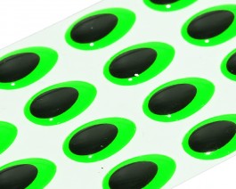 3D Epoxy Teardrop Eyes, Fluo Green, 12 mm